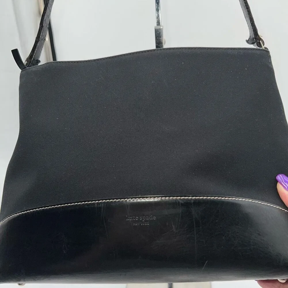 Kate Spade Made in Italy Vintage Red Square Interior Canvas and Leather Shoulder
